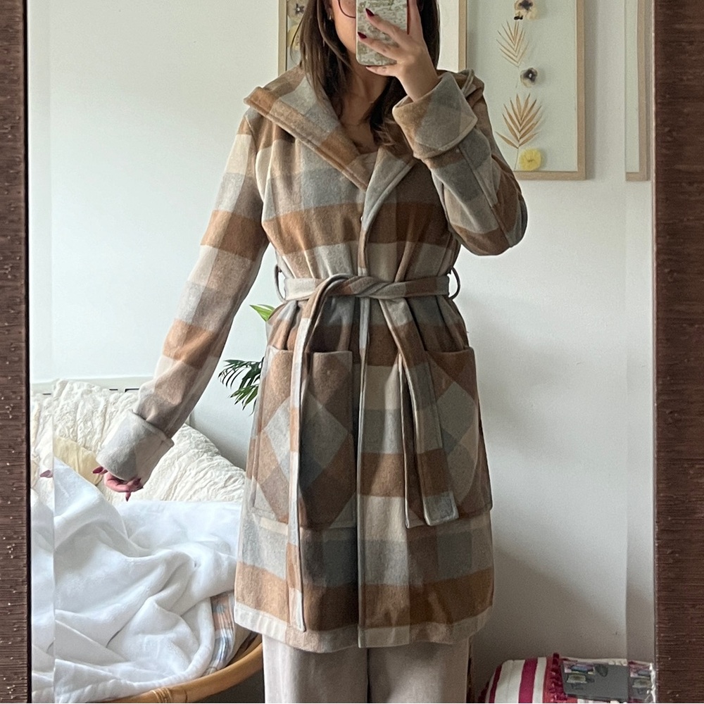 Plaid Belted Trench Coat